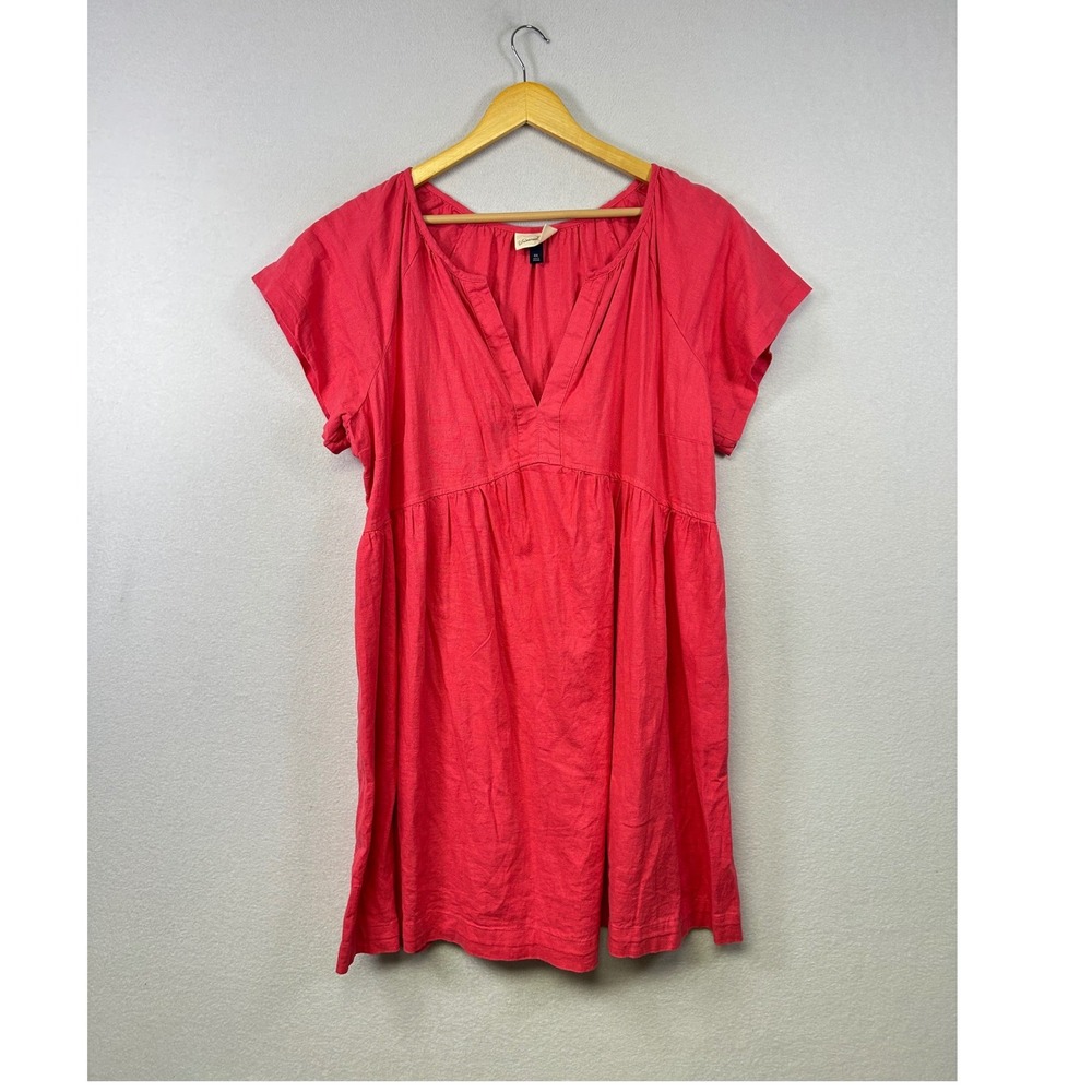 Universal Thread Babydoll Dress Women XXL Pink Linen Blend V-Neck Excellent Boho